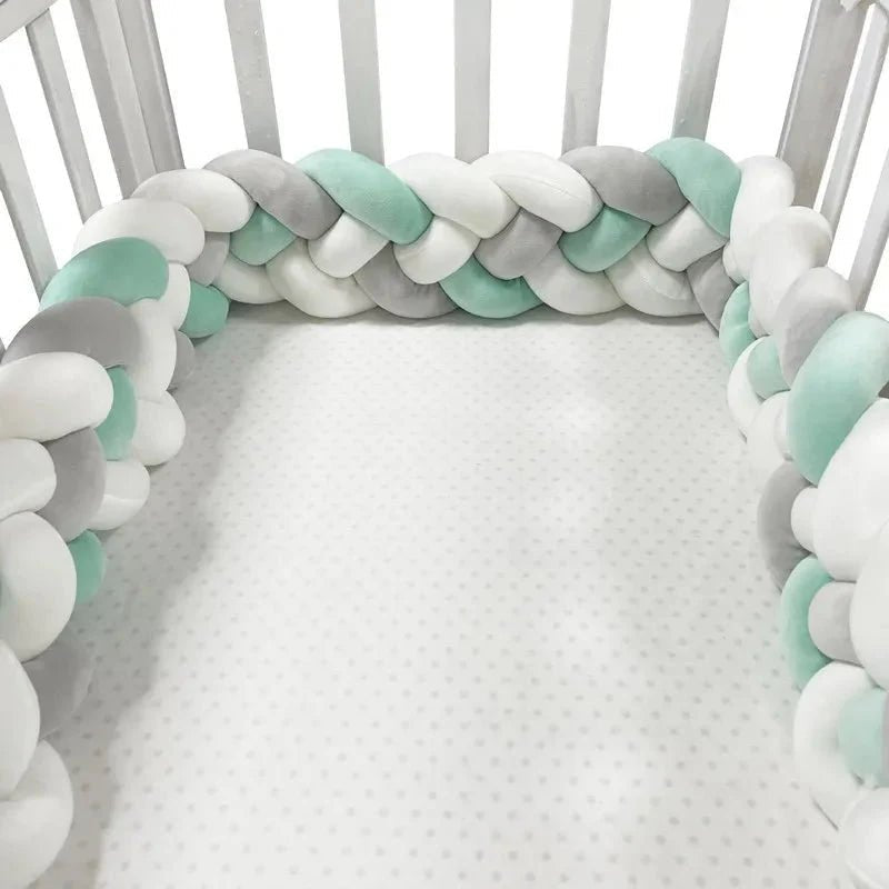 Tour de Lit Bebe - CozyKnot™ - Vert Blanc - Mon doux bébé