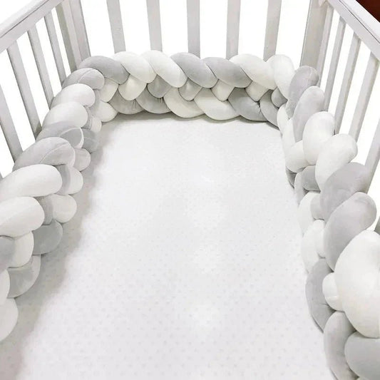 Tour de Lit Bebe - CozyKnot™ - Blanc Gris - Mon doux bébé