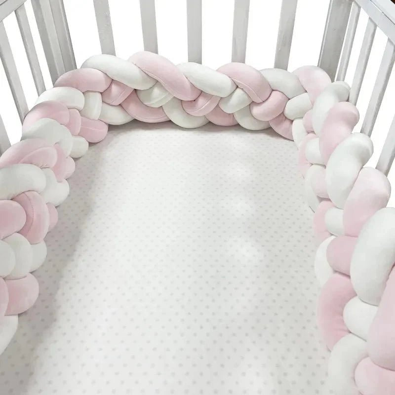 Tour de Lit Bebe - CozyKnot™ - Rose Blanc - Mon doux bébé